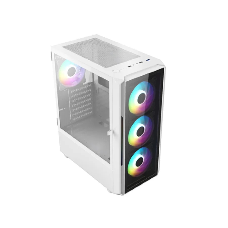 Aptech R21 Glass White RGB Desktop Gaming Case with 6 RGB Fans image 2