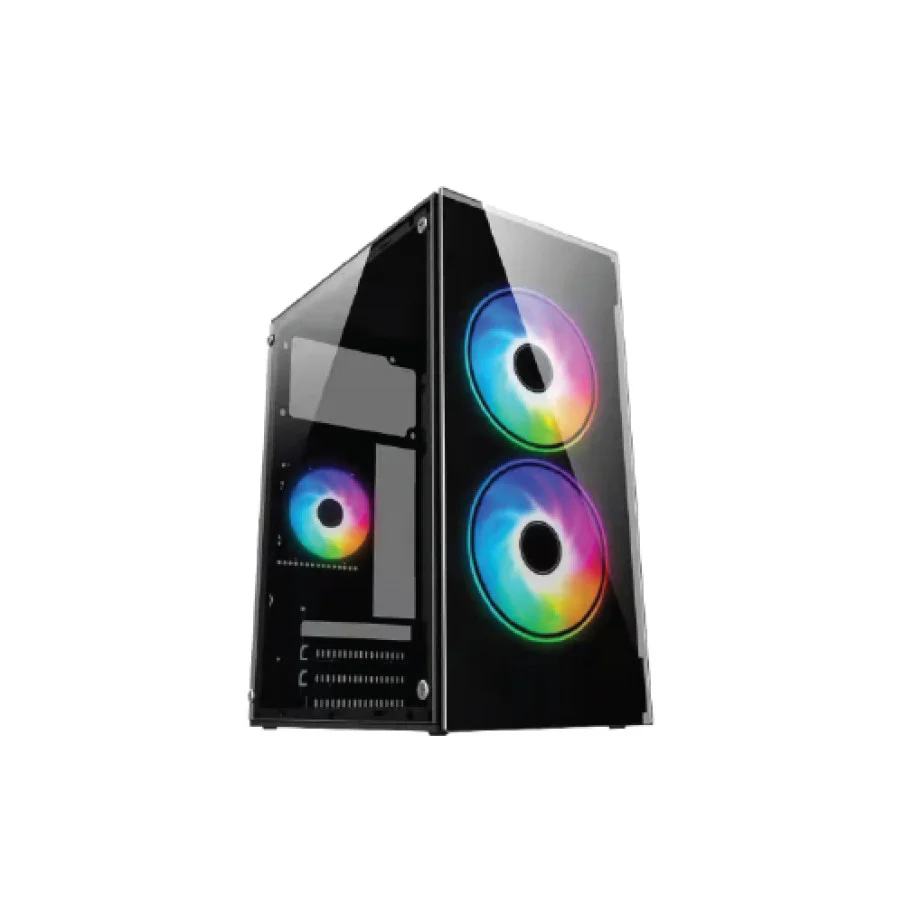 Aptech T20-Glass ARGB Desktop Gaming Case with 2 ARGB Fans